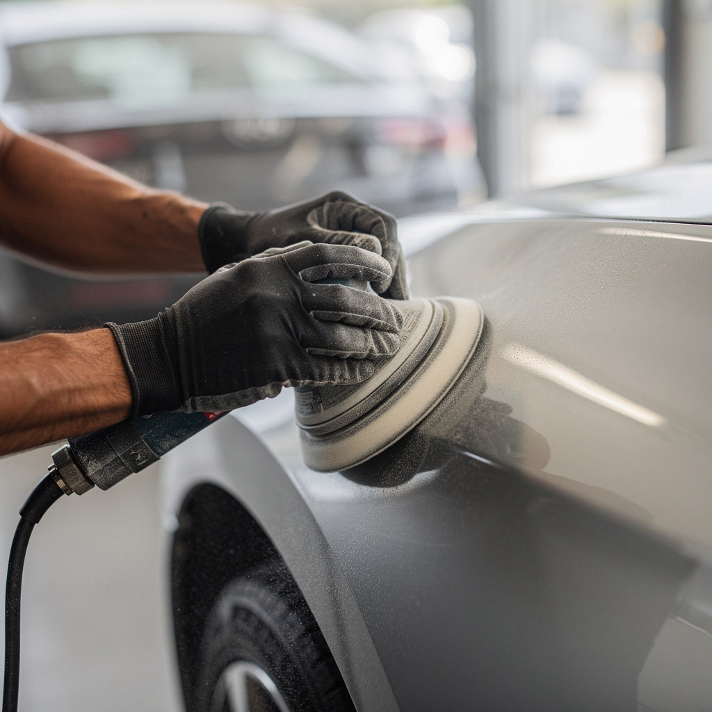Diamond Motors & Auto Body San Diego technician performing expert auto body repair and paint work on a vehicle